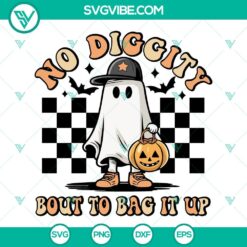 No Diggity Bout To Bag It Up SVG of Cool Boy Ghost in Retro style, ideal for digital designs.