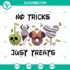 Snackgoal Halloween SVG featuring "No Tricks Just Treats" theme, perfect for carnival food designs. Download now for festive projects.