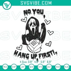 Embroidery designs of Ghostface from Scream movie for Halloween files, No You Hang Up First theme. Perfect for spooky crafts.