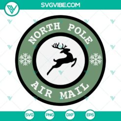 Reindeer Christmas SVG files with North Pole Air Mail theme, available for instant download in PNG, DXF, EPS formats.