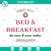 North Pole Bed And Breakfast SVG featuring hot cocoa, warm cookies, winter design elements, perfect for holiday crafts.