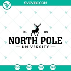 North Pole University SVG file featuring sleigh rides for Christmas shirts. Perfect holiday design for crafters.