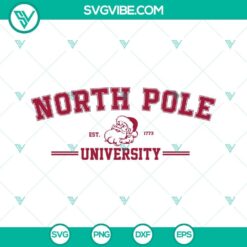 North Pole University SVG files featuring Santa Claus and North Pole designs for Christmas crafts and projects. Download SVG now.