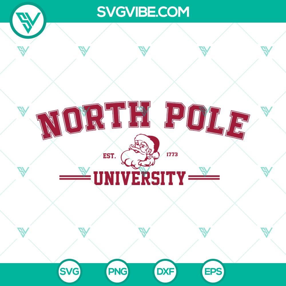 North Pole University SVG Files, Santa Claus North Pole SVG Download, Christmas North Pole University SVG files featuring Santa Claus and North Pole designs for Christmas crafts and projects. Download SVG now.
