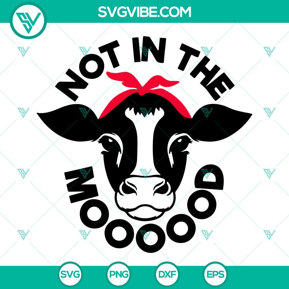 Not In The Mood SVG, Cow Bandana SVG, Heifer SVG, Funny SVG PNG DXF EPS Cricut Cow bandana SVG download with heifer and funny design, perfect for crafts.