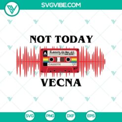 "Not Today Vecna and Running Up That Hill Kate Bush SVG designs with cassette tape illustration, retro music-themed digital file"