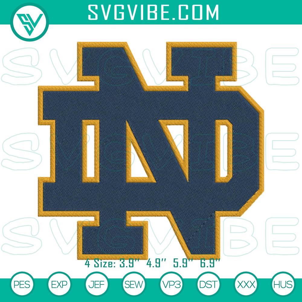 Notre Dame Logo Embroidery Design Files Notre Dame football logo embroidery file for digital download, suitable for sports enthusiasts and football fans.