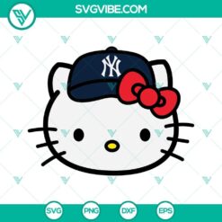 New York Yankees themed Hello Kitty SVG design for download in PNG, DXF, EPS formats suitable for Cricut crafting projects.