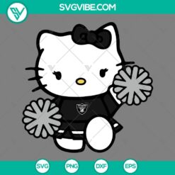 Oakland Raiders Hello Kitty Cheerleader SVG Cut Files - PNG, DXF, EPS formats. Official NFL team logo with Hello Kitty design for crafters.