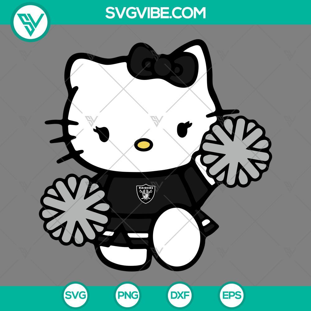 Oakland Raiders Hello Kitty Cheerleader SVG Image PNG DXF EPS Cut Files Oakland Raiders Hello Kitty Cheerleader SVG Cut Files - PNG, DXF, EPS formats. Official NFL team logo with Hello Kitty design for crafters.
