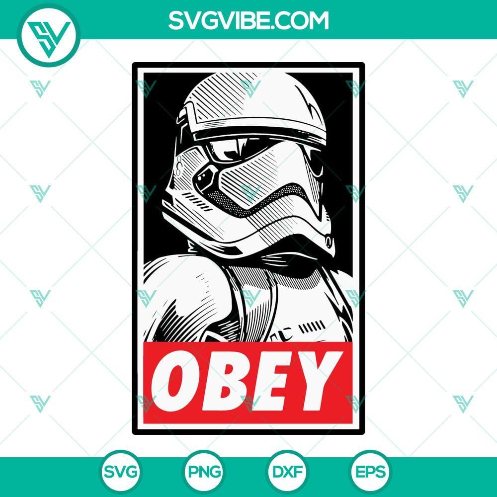 Obey Stormtrooper SVG, Star Wars Obey Poster SVG PNG DXF EPS Cricut Obey Stormtrooper Star Wars poster SVG files in PNG, DXF, and EPS formats for download.
