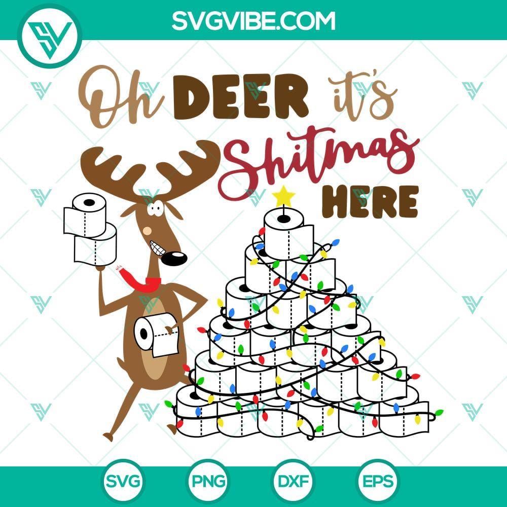 oh-deer-it-s-shitmas-here-svg-funny-reindeer-and-toilet-paper-christmas-tree-svg-png-dxf-eps-files-5-mockup.jpg Funny reindeer holding toilet paper, Oh Deer It's Shitmas Here SVG download, perfect for Christmas crafts.