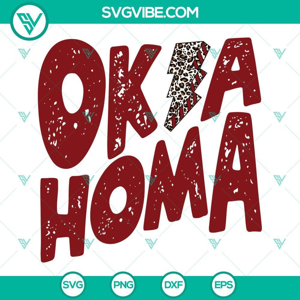 Oklahoma Leopard Lightning Bolt SVG PNG DXF EPS Cut Files For Cricut Silhouette Oklahoma Leopard Lightning Bolt SVG Cut Files with PNG, DXF, and EPS formats for crafting projects.