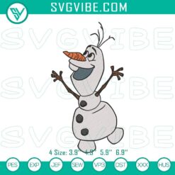 Disney Frozen character Olaf snowman embroidery designs pes file for digital crafting projects.