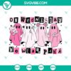 Pink Halloween ghost-themed SVG design featuring the text "On Wednesday We Wear Pink", perfect for Halloween crafts and decorations.