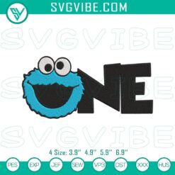 Birthday Cookie Monster embroidery design for Sesame Street themed birthdays. Perfect for festive decorations.