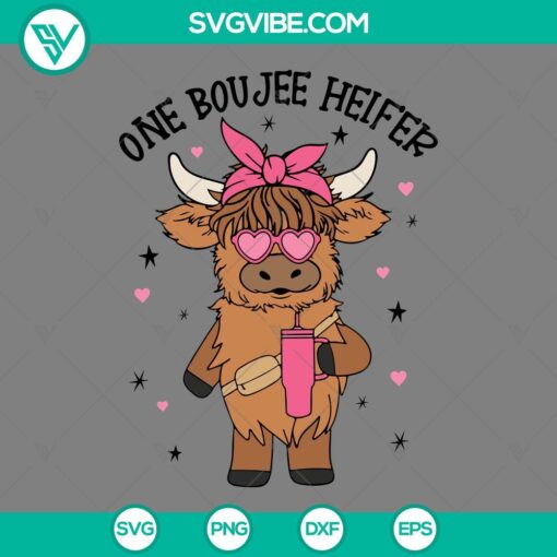 Boujee Heifer Highland Cow Valentine SVG perfect for Western Country style on Valentine's Day. Ideal for crafts, cards, and decor.