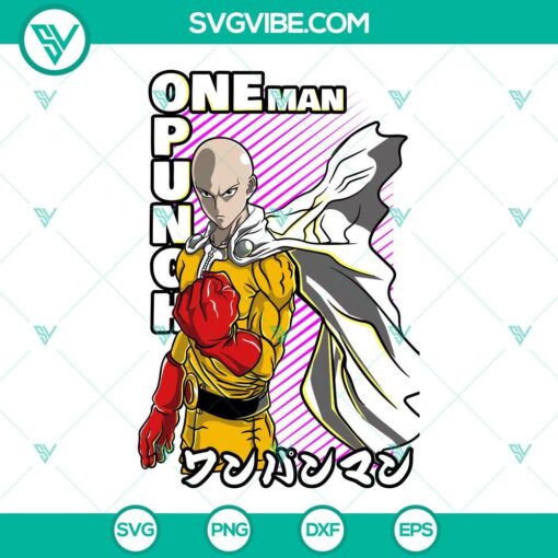 One Punch Man Saitama SVG design with Japanese superhero anime theme in PNG format. Great for enthusiasts and crafters.