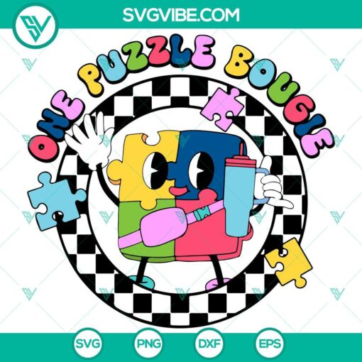 Autism awareness puzzle design SVG for Cricut, accompanied by Stanley tumbler SVG PNG DXF EPS - Bougie and intricate.