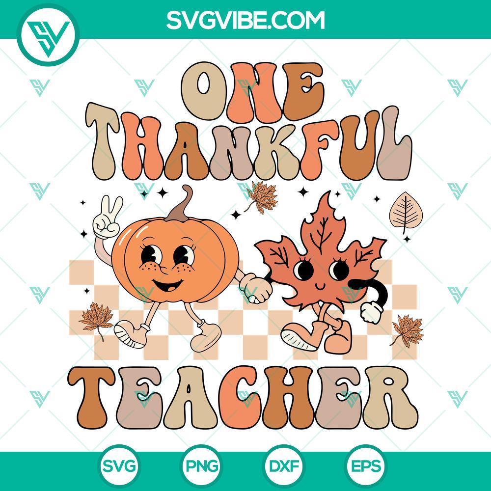 One Thankful Teacher SVG, Teacher Thanksgiving SVG Fall Of Teacher SVG One Thankful Teacher SVG files with Thanksgiving and Fall designs for teachers. Perfect for autumn crafting projects.