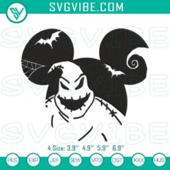 Oogie Boogie Mouse Ears embroidery designs, Nightmare Before Christmas pattern with spooky character, suitable for themed clothing and accessories.