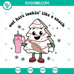 Snack SVG file and Boo Jee Christmas Tree Cake SVG files for digital crafting projects. Great for holiday designs.