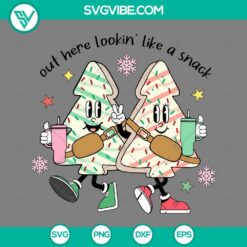 Christmas tree cake Stanley tumbler SVG file with snack design in PNG EPS DXF format, perfect for holiday crafting projects.