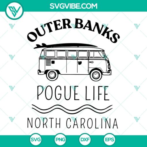 Outer Banks Pogue Life North Carolina SVG design featuring iconic elements from the popular OBX TV show. Clear, detailed PNG image.