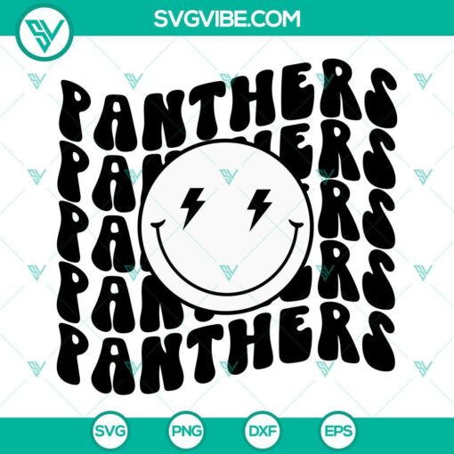 Panthers SVG with smiling face, ideal for school team designs. High-quality Panther image file for download.