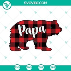 Buffalo Plaid Papa Bear SVG design for Father's Day celebration, featuring Papa Bear text.