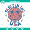 Leopard print smiley face with American flag sunglasses, 4th of July SVG download for retro party theme.