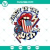 Party In The USA Lips SVG design featuring American flag lips, a funny and patriotic digital file for crafting projects.
