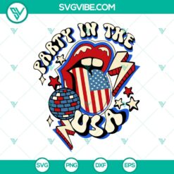 Party In The USA Lips SVG design featuring American flag lips, a funny and patriotic digital file for crafting projects.