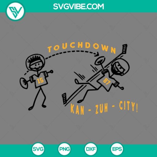 Patrick Mahomes and Travis Kelce Kansas City Chiefs touchdown SVG file for fans and crafters.
