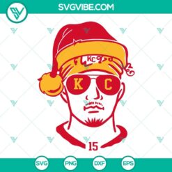 Patrick Mahomes Christmas hat cut files in multiple formats for digital use, perfect for NFL football fans.