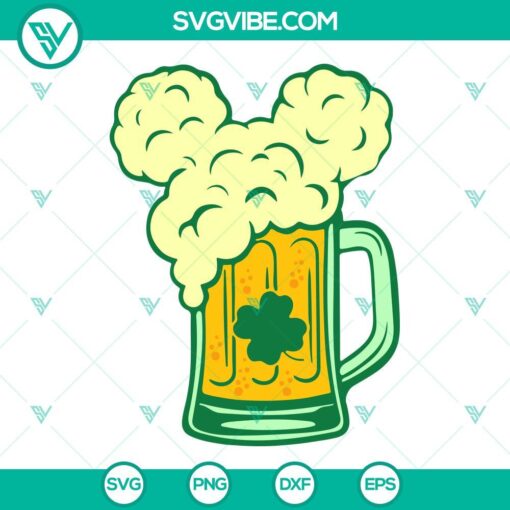 Patricks Day Mouse Ears Beer Mug SVG Image, Disney Drink SVG Download, Irish Day 1