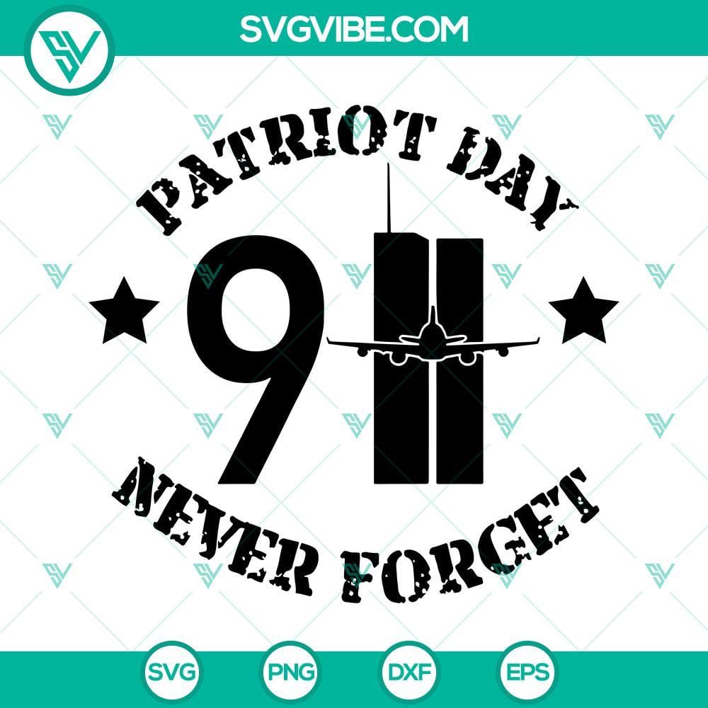 Patriot Day 911 Never Forget SVG, 9 11 Twin Towers SVG PNG DXF EPS Cut Files Patriot Day 911 Never Forget SVG with Twin Towers design for digital files PNG and DXF.