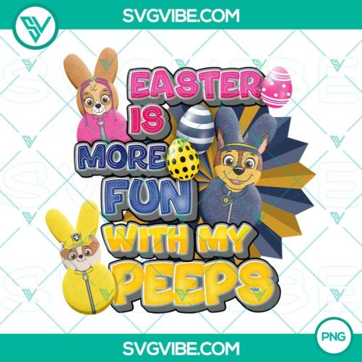 PAW Patrol Easter themed PNG images featuring Peeps, perfect for Easter designs.