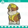 Paw Patrol Rubble embroidery design featuring digital cartoon character file, perfect for crafts and DIY projects.