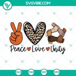 Peace Love Unity SVG Files, Unity Day SVG Image, Cheetah Leopard SVG Download, Orange