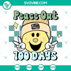 Peace Out 100 Days Of School SVG Image Bundle, Smiley School SVG File, 100 2