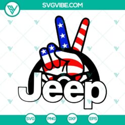 Peace Sign Hand American Flag Jeep SVG Files, Patriotic Jeep SVG File, 4th