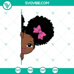 Peekaboo Girl Afro SVG Bundle - Cute peeking girl in afro hairstyle, black girl SVG image for crafts, t-shirts.