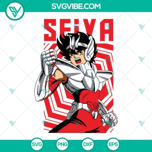 Pegasus Seiya Saint Seiya SVG Files for Cricut, PNG, DXF, EPS - detailed vector design of anime character ready for crafting.