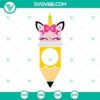 Pencil unicorn split monogram and name frame design SVG files for digital crafting projects. Great for back to school themes.