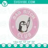 Penguin Knife Bad Bitch Club Embroidery Design featuring an edgy penguin pattern, perfect for craft projects and fashion statements.