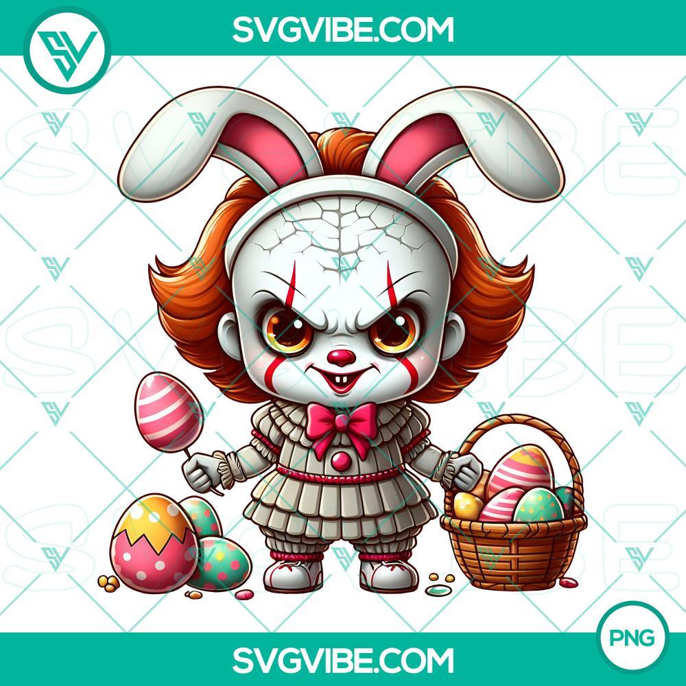 Pennywise Easter Bunny PNG Files, Scary Character Easter Day PNG Files Pennywise Easter Bunny and scary character PNG files for Easter Day celebration, perfect for digital designs.