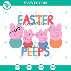 Peppa Pig Easter SVG featuring cute Easter Bunny pig surrounded by peeps - perfect for Easter crafts and decorations.