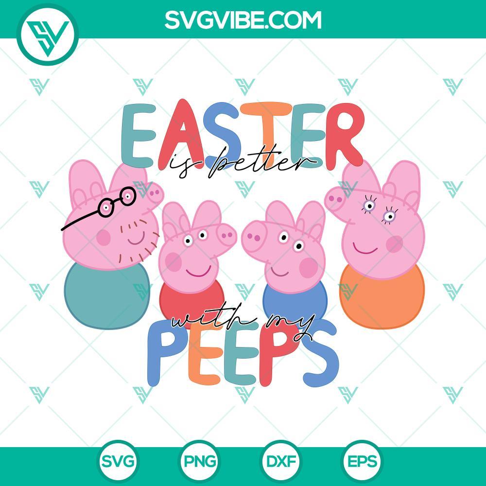 peppa-easter-is-better-with-my-peeps-svg-easter-bunny-pig-svg-happy-easter-family-pig-svg-png-dxf-eps-2-mockup.jpg Peppa Pig Easter SVG featuring cute Easter Bunny pig surrounded by peeps - perfect for Easter crafts and decorations.