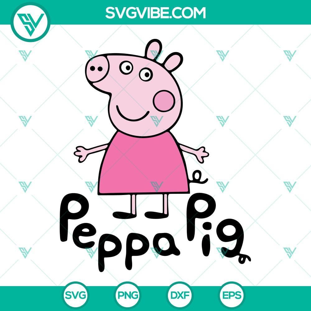 Peppa Pig SVG, Preschool Pig SVG, Peppa Pig Cartoon SVG PNG DXF EPS Peppa Pig preschool cartoon character SVG design for crafting projects. High-quality PNG and DXF file formats available.